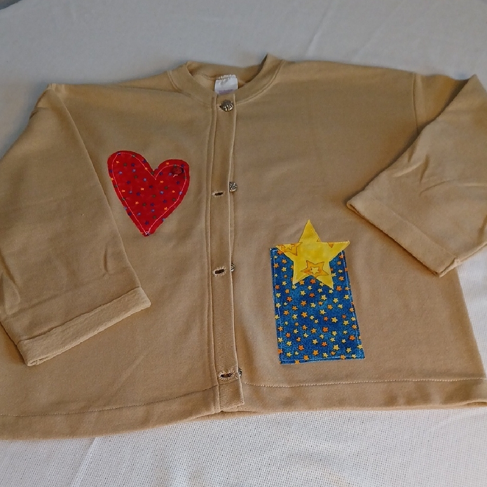Tan Jacket with Heart and Star Patches